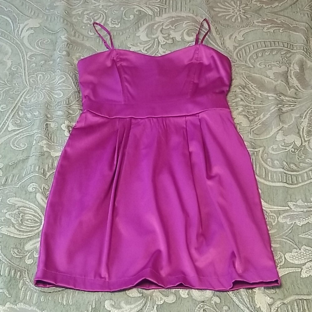 Magenta Sateen Dress EUC